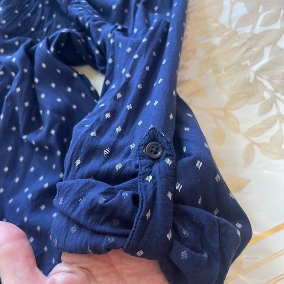 BeachLunchLounge Long Sleeve Blue & white shirt Blouse Top Sz M Nautical - Picture 7 of 8